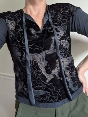 Anthro Velvet Floral Tee